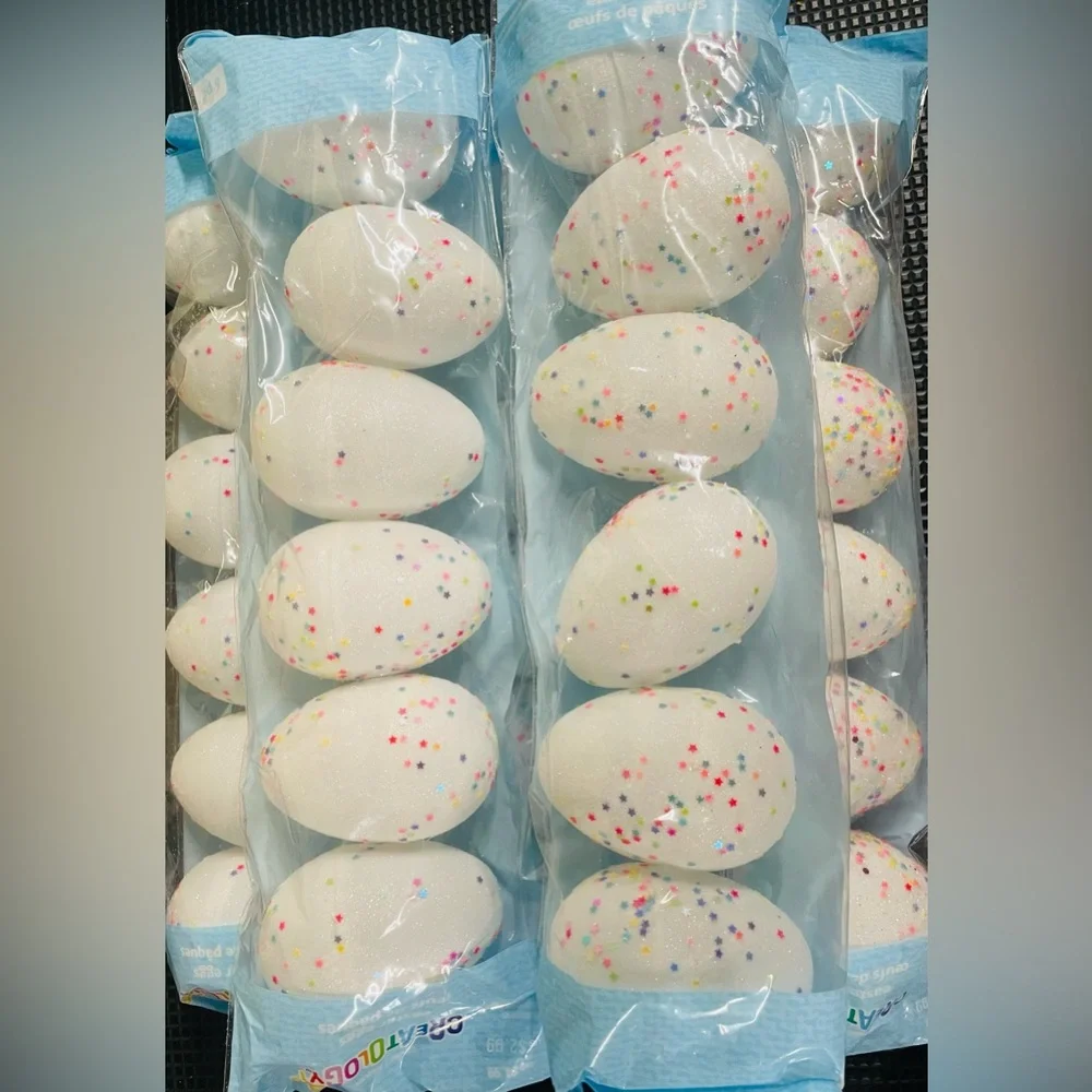 White Multicolor Glitter Plastic Fillable Large Easter Eggs- 30 openable eggs
